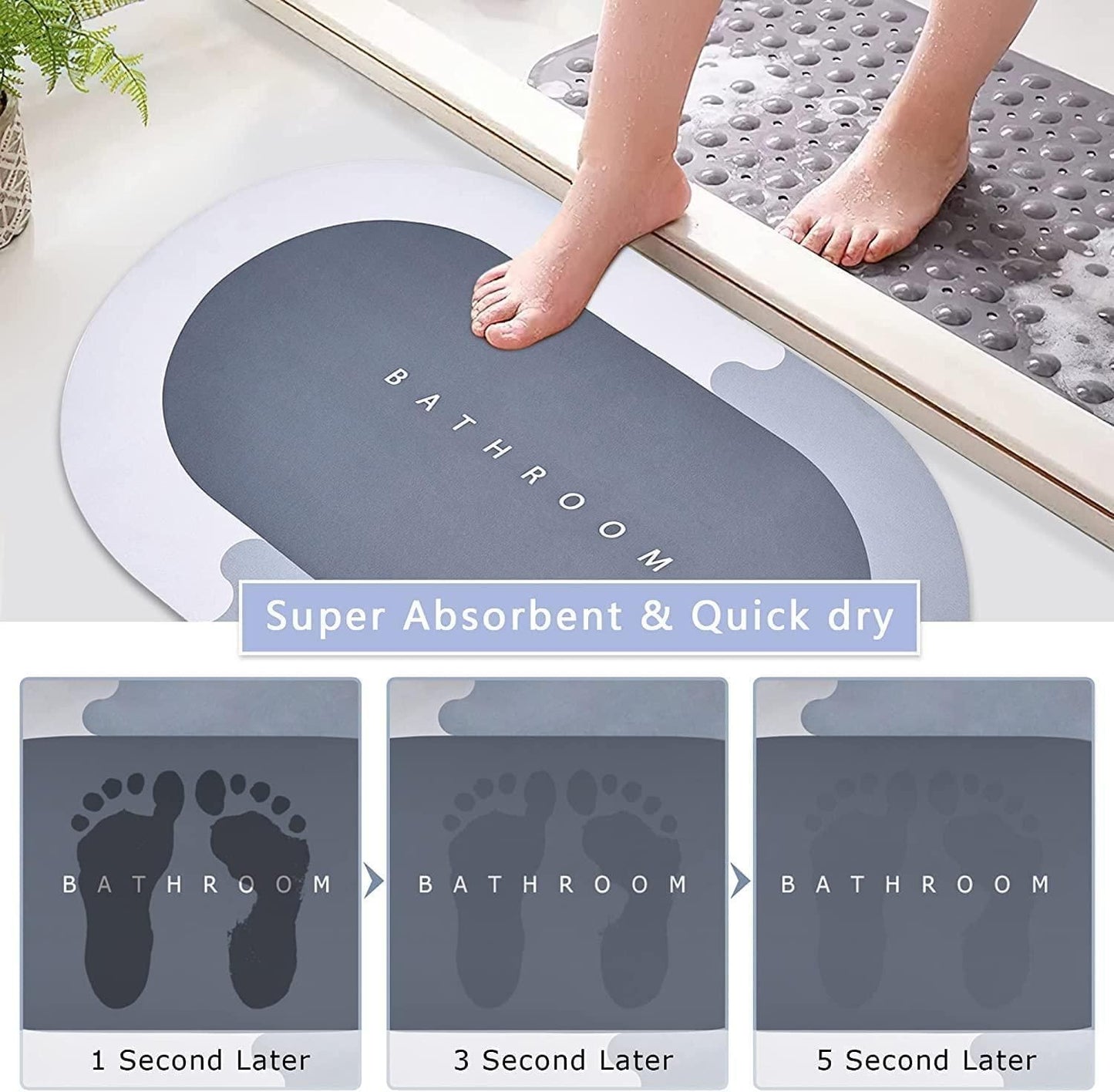 Premium Absorbent Bath Mat | Non-Slip, Quick-Dry & Soft Comfort